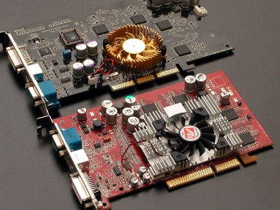 S3 DeltaChrome S8 naast ATi Radeon 9600 XT