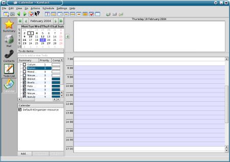 KDE Kontact (toont KOrganizer) (450px breed)