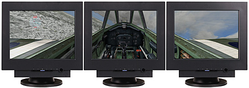 Microsoft Flight Simulator 9 op drie beelschermen Microsoft Flight Simulator 9 op drie beelschermen