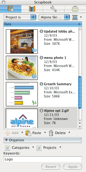 Mac Office 2004 Scrapbook screenshot