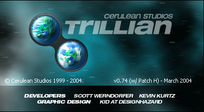 Trillian 0.74H about-scherm