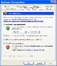 Windows XP SP2 RC1 - System Properties Automatic Updates (klein)