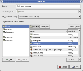Gnome 2.6 - nieuwe fileselector (klein)
