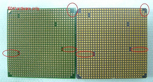 Socket 939 (links) naast Socket 940 Socket 939 (links) naast Socket 940