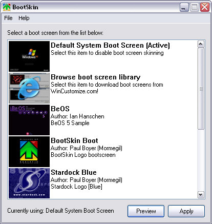 BootSkin 1.05 screenshot