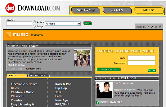 Download.com Music screenshot