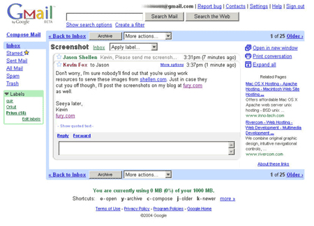 Gmail screenshot Gmail screenshot
