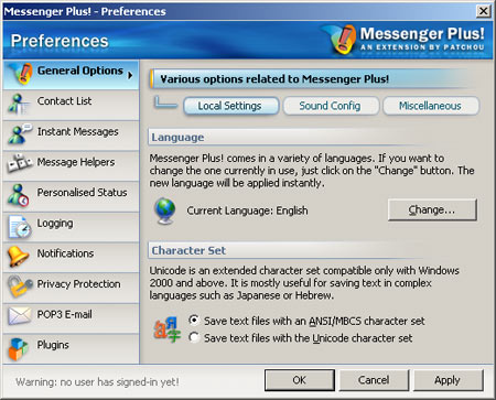 Messenger Plus! 3 preferences