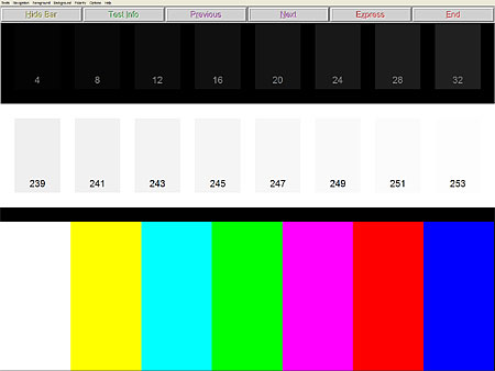 DisplayMate testscherm om onderscheid tussen witte en zwarte tinten te testen DisplayMate testscherm om onderscheid tussen witte en zwarte tinten te testen