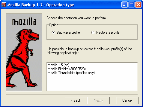 MozBackup screenshot