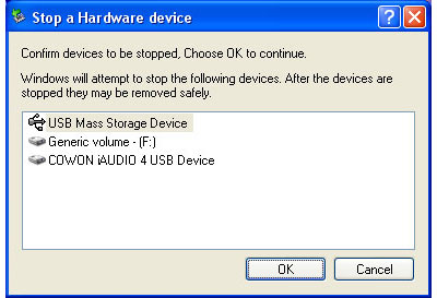 Cowon iAudio 4: herkend door Windows XP