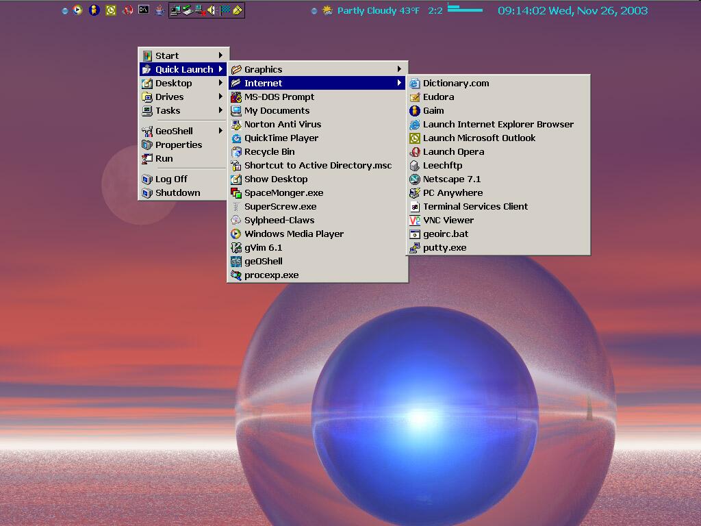 Geoshell Windows Shell Screen Shot Software-update: GeoShell 4.11.8 beta - Computer - Downloads - Tweakers