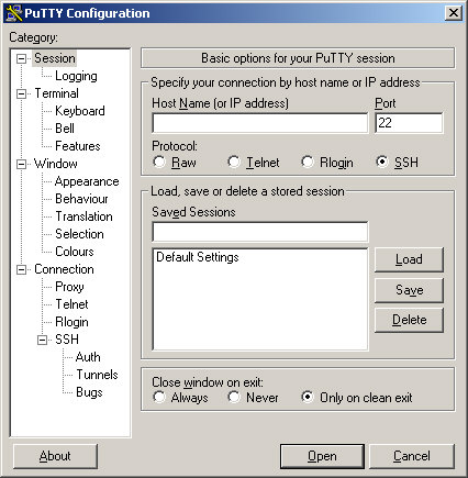 Putty screenshot