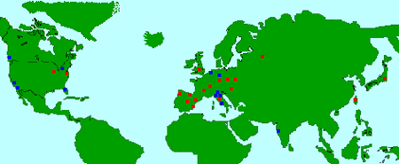 Kaart met locaties van LHC-computers