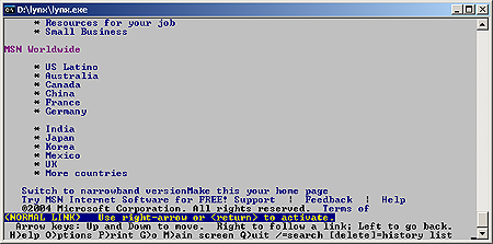 Lynx, een text-browser