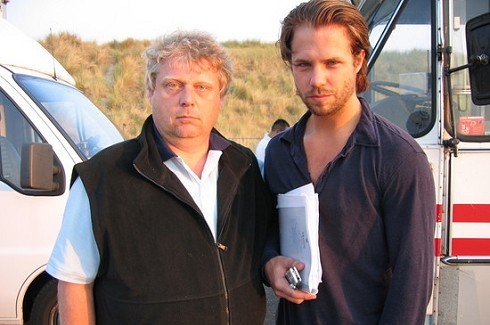 Theo van Gogh en Thijs Romer op de set van 0605, film over Fortuyn Theo van Gogh en Thijs Romer op de set van 0605, film over Fortuyn