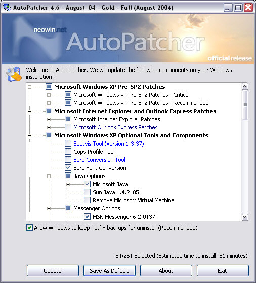 AutoPatcher XP 4.6.24 screenshot