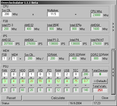 Overclockulator screenshot