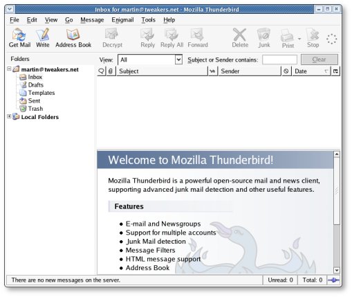 Mozilla Thunderbird - drop shadow