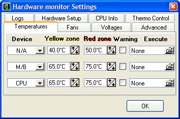 Hmonitor settings screen