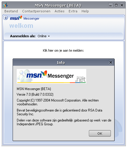MSN Messenger 7.0.0332