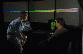 Wetenschappers bij ornl's 35mp EVEReST power wall