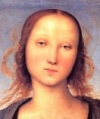 Detail Madonna en Kind, Perugino (kleinst)