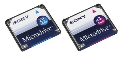 Sony Microdrive - 2GB en 4GB