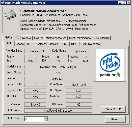 RightMark Memory Analyzer 3.43 screenshot