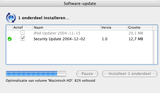 Apple Mac OS X 10.3.6 - update in actie