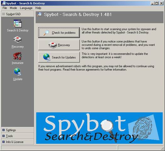 SpyBot 1.4 beta 1 screenshot (resized)