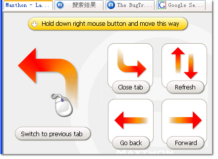 Maxthon mouse gestures