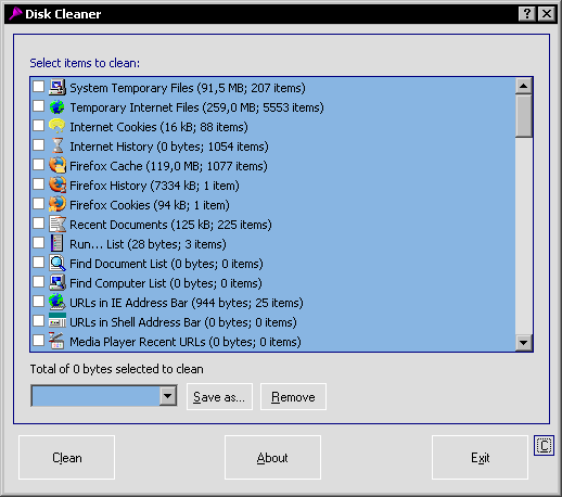 Disk Cleaner 1.5.4 build 315 screenshot
