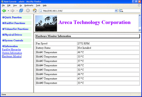 SATA RAID 2005 review: Areca ARC-1120 screenshot 2 SATA RAID 2005 review: Areca ARC-1120 screenshot 2