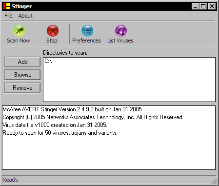 McAfee Stinger 2.4.9.2 screenshot