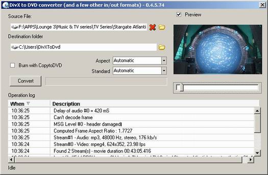 DivxToDVD 0.4.5.74 screenshot (resized)