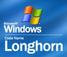 Windows Longhorn logo, blauwe achtergrond