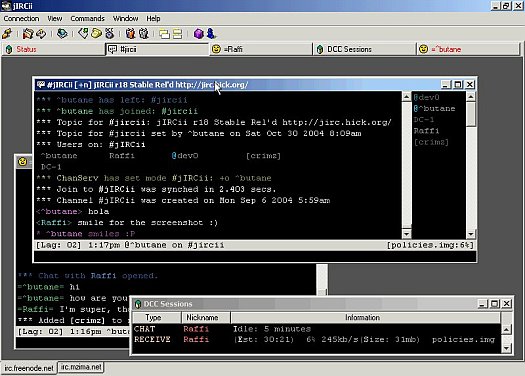 jIRCii screenshot