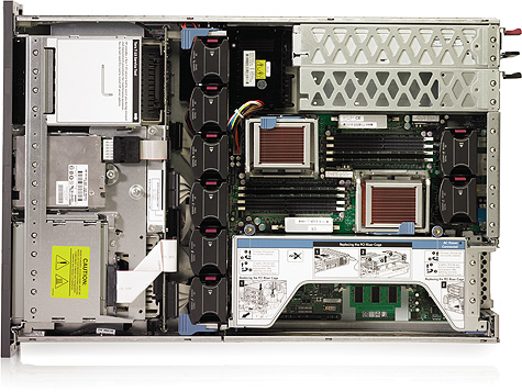 HP ProLiant DL385 binnenkant HP ProLiant DL385 binnenkant