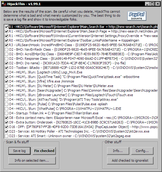 HijackThis 1.99.1 - scanresults