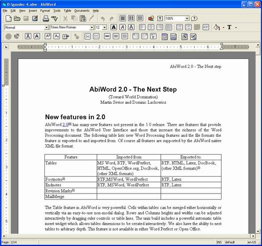 AbiWord 2.0 Windows screenshot (resized)