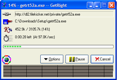 GetRight 5.2a in actie