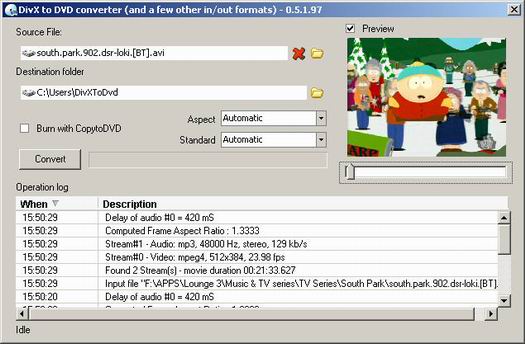 DivxToDVD 0.5.1.97 screenshot (resized)