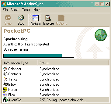 ActiveSync screenshot ActiveSync screenshot