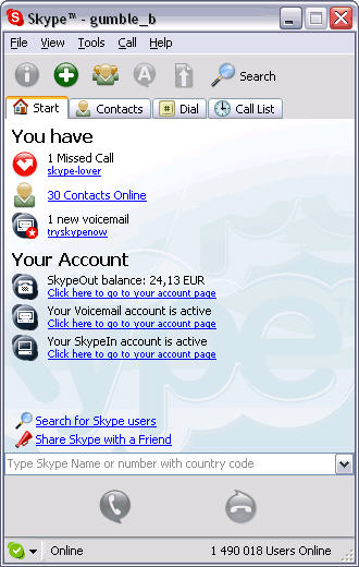 Skype 1.2 (Windows) screenshot