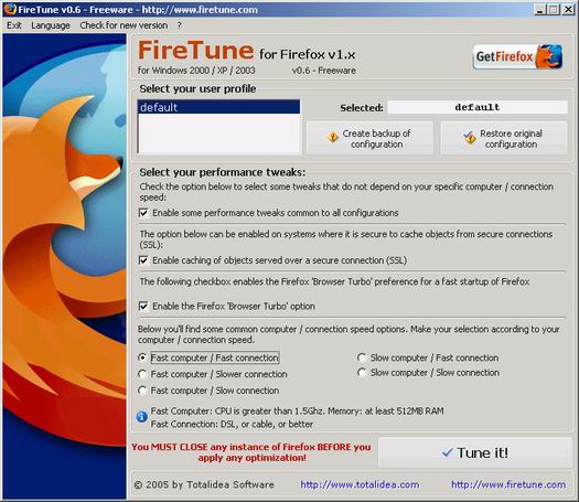 FireTune 0.6 screenshot (resized)