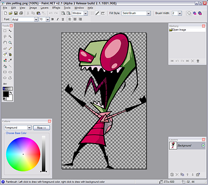 Invader Zim in Paint.NET