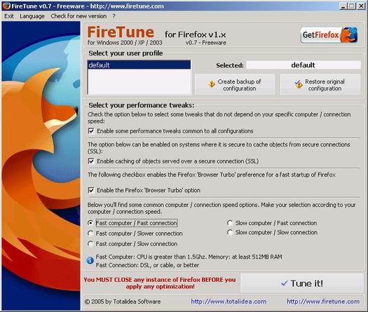 FireTune 0.7 screenshot (resized)