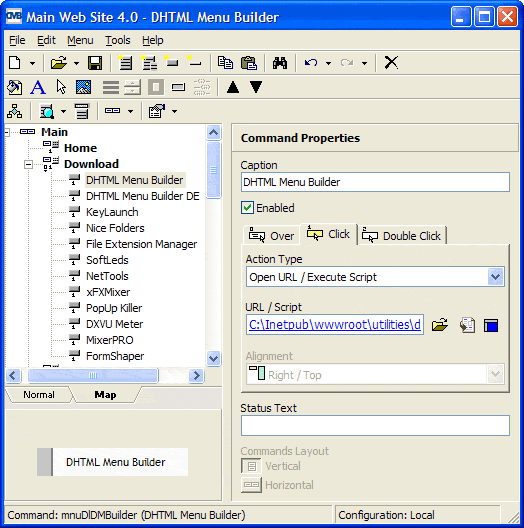 DHTML Menu Builder screenshot
