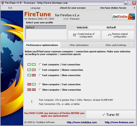 FireTune 1.0 screenshot (resized)